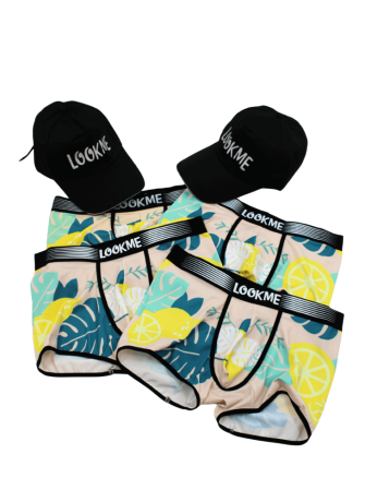 Pack 4 Boxer LM2402-67LEM LOOKME + 2 Casquettes Offertes